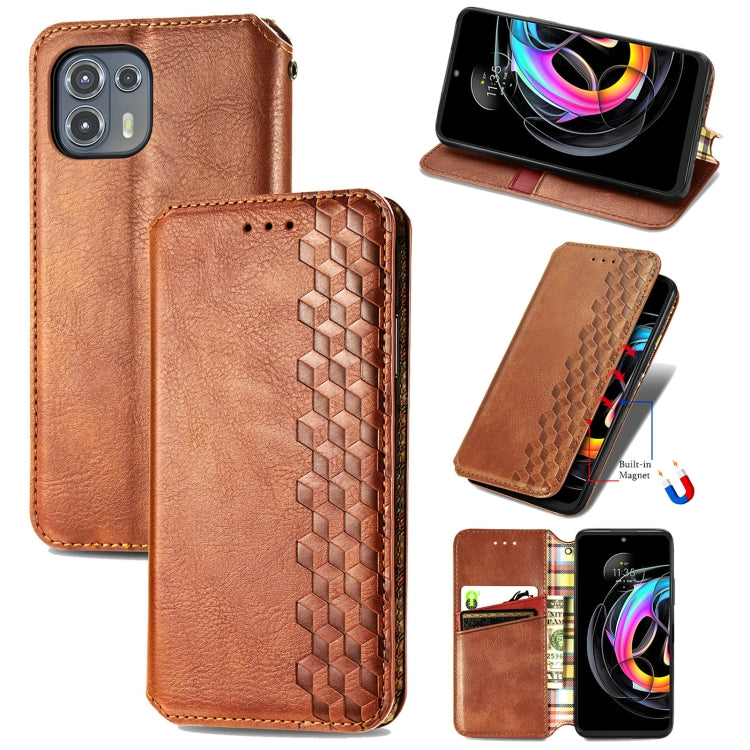 Brown magnetic flip PU leather phone case with holder and card slots, textured grid pattern