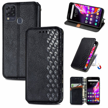 Black PU leather phone wallet case with card slots and magnetic flip cover
