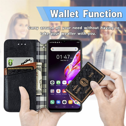 Black PU leather phone wallet case with card slots, magnetic flip cover and wallet pocket
