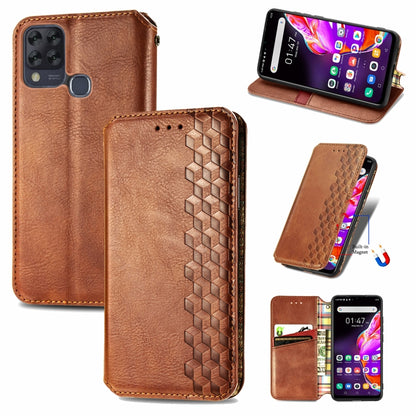 Brown PU leather phone wallet case with card slots and magnetic flip cover