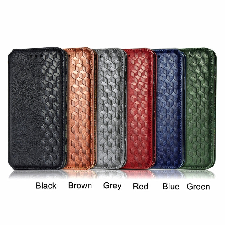 Set of six PU leather magnetic flip phone cases in Black, Brown, Grey, Red, Blue, Green