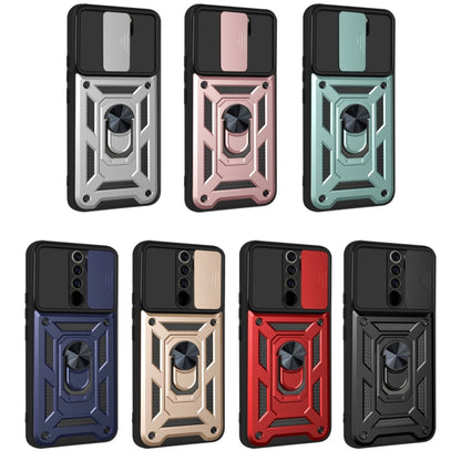 Rugged protective phone case color set with sliding camera cover and ring kickstand