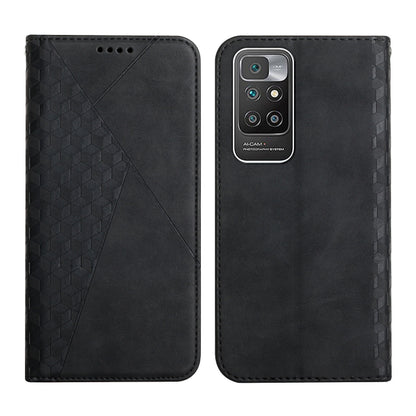 Black leather wallet flip phone case with diamond pattern panel and multi-camera cutout