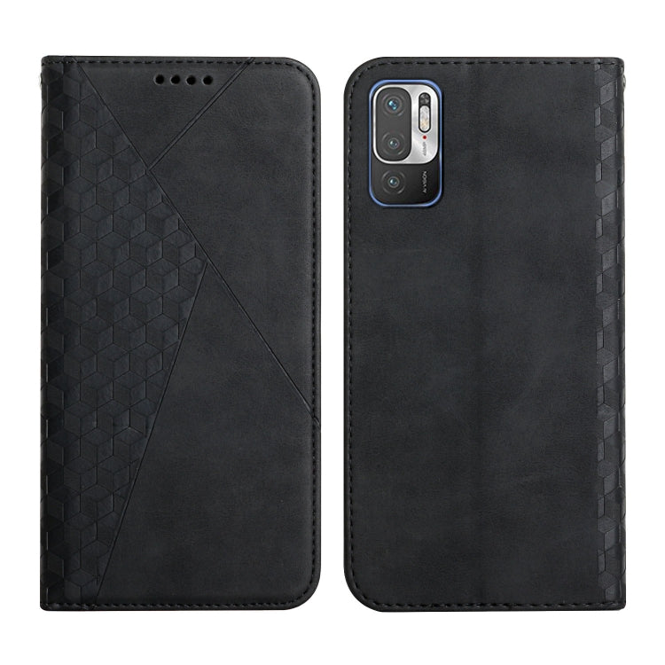 Black leather wallet flip phone case with diamond pattern panel and camera cutout