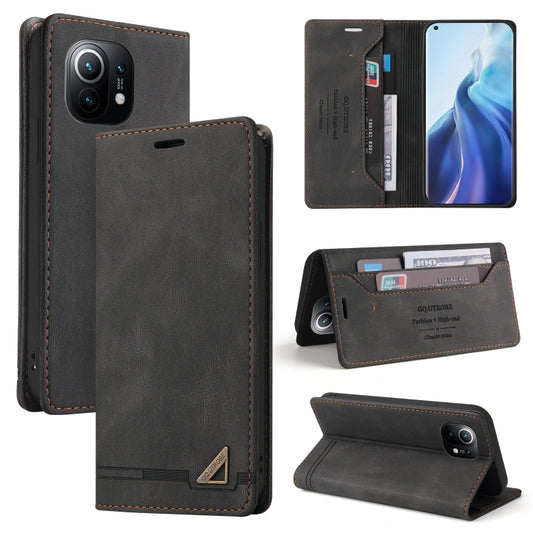 Black wallet-style leather flip case with card slots and camera cutout