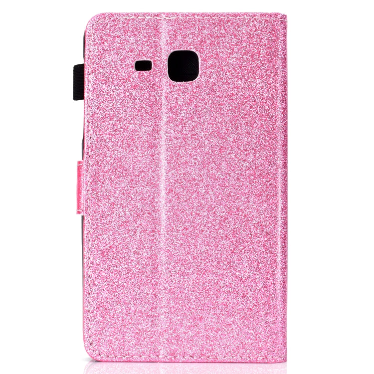 Pink glitter tablet case with camera cutout and front flip cover