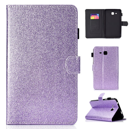 Purple glitter flip leather tablet case with stand and card slot