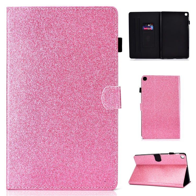 Pink glitter tablet flip case set with black interior cover and stand