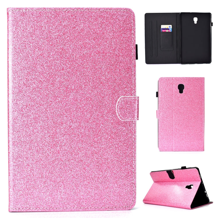 Pink glitter flip leather tablet case with built-in stand and card holder