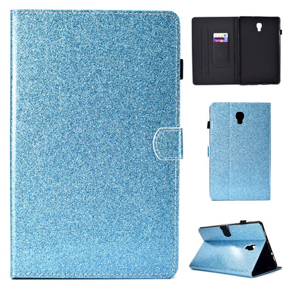 Light blue glitter tablet case with flip cover; includes separate back and stand views