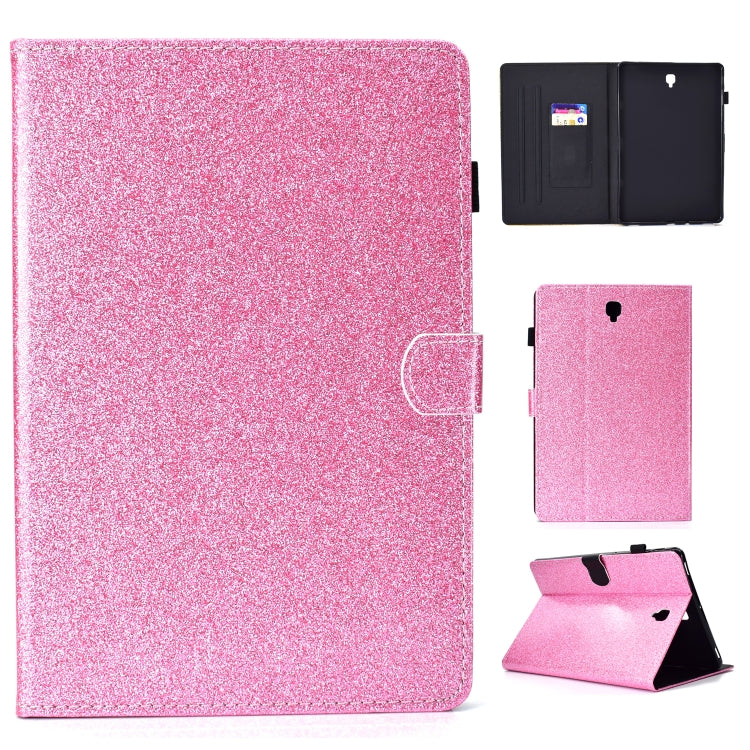 Pink glitter flip leather tablet case with vertical card slot window