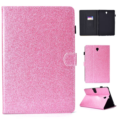 Pink glitter flip leather tablet case with vertical card slot window
