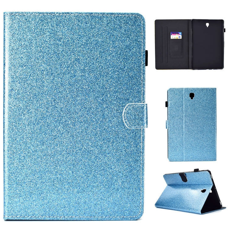 Light blue glitter horizontal flip tablet case with flip cover and fold-out stand