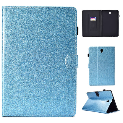 Light blue glitter horizontal flip tablet case with flip cover and fold-out stand