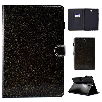 Glitter flip leather tablet case with card slot, black exterior, stand cover and cutouts
