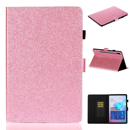 Pink glitter flip leather tablet case with stand and card slot