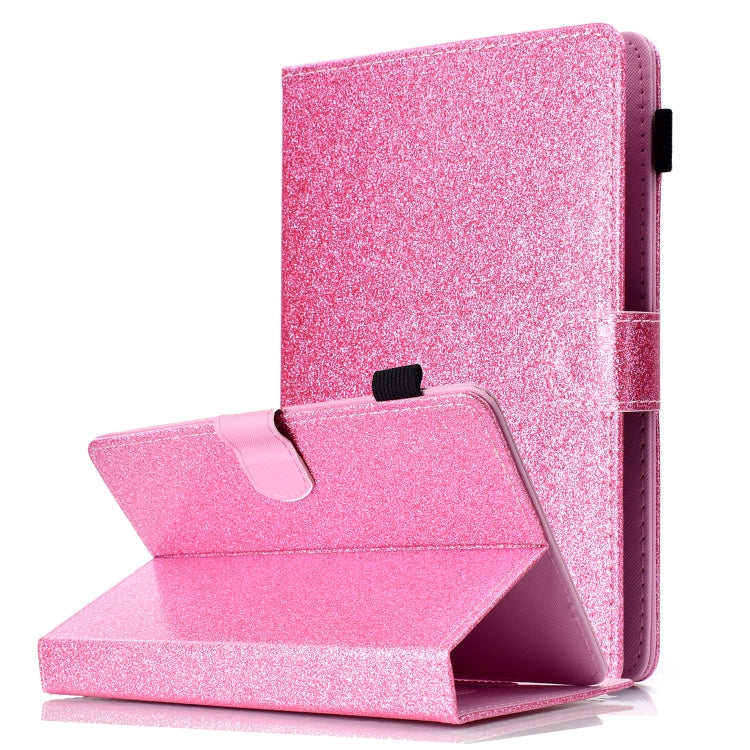 Pink glitter flip leather tablet case with kickstand and card slot