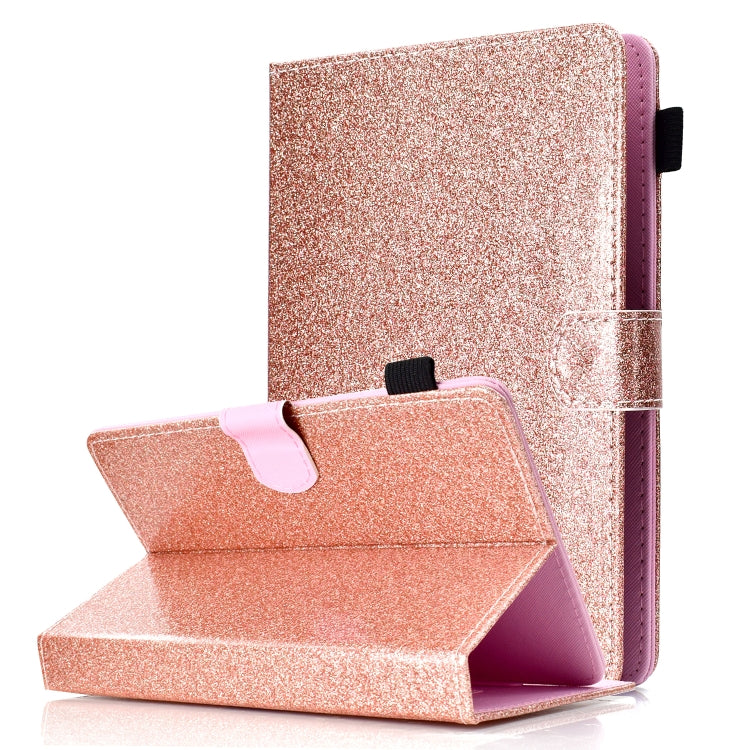 Glitter horizontal flip leather-style tablet case with card slot and stand, pink