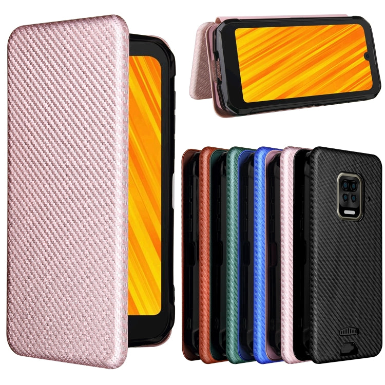 Set of carbon fiber-texture magnetic flip phone cases in multiple colors, horizontal flip.