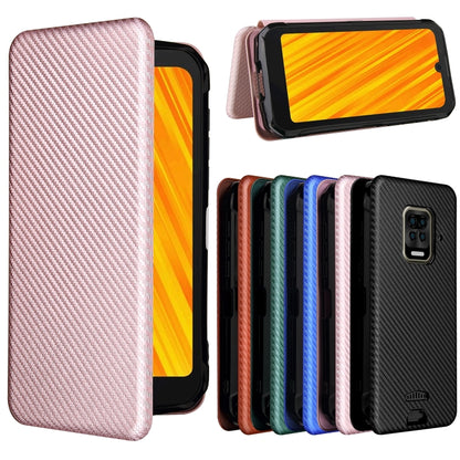 Set of carbon fiber-texture magnetic flip phone cases in multiple colors, horizontal flip.