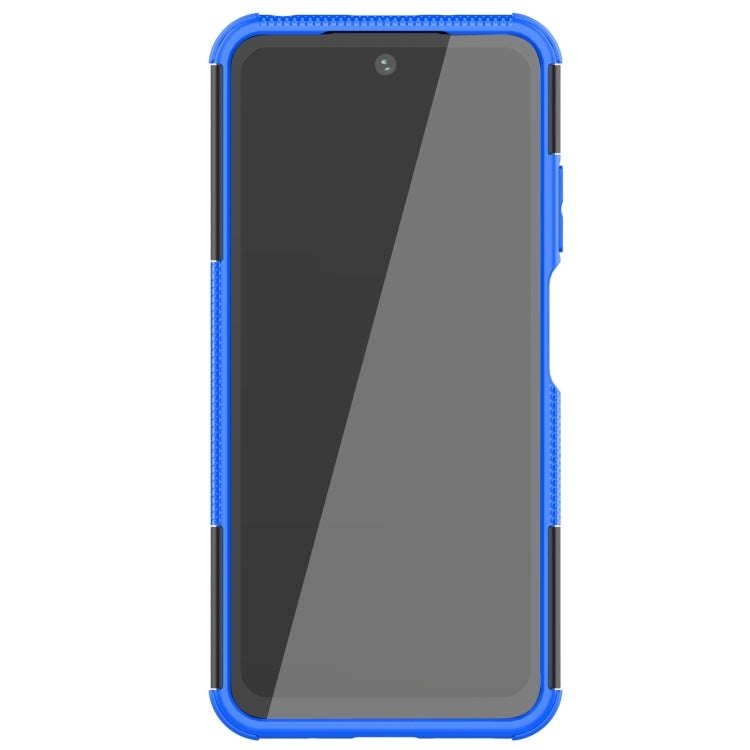 Blue shockproof protective case with tire-texture edges and side button covers