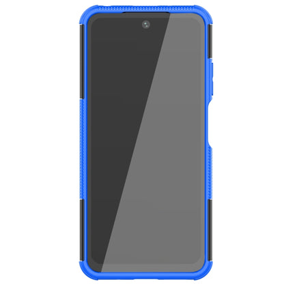 Blue shockproof protective case with tire-texture edges and side button covers