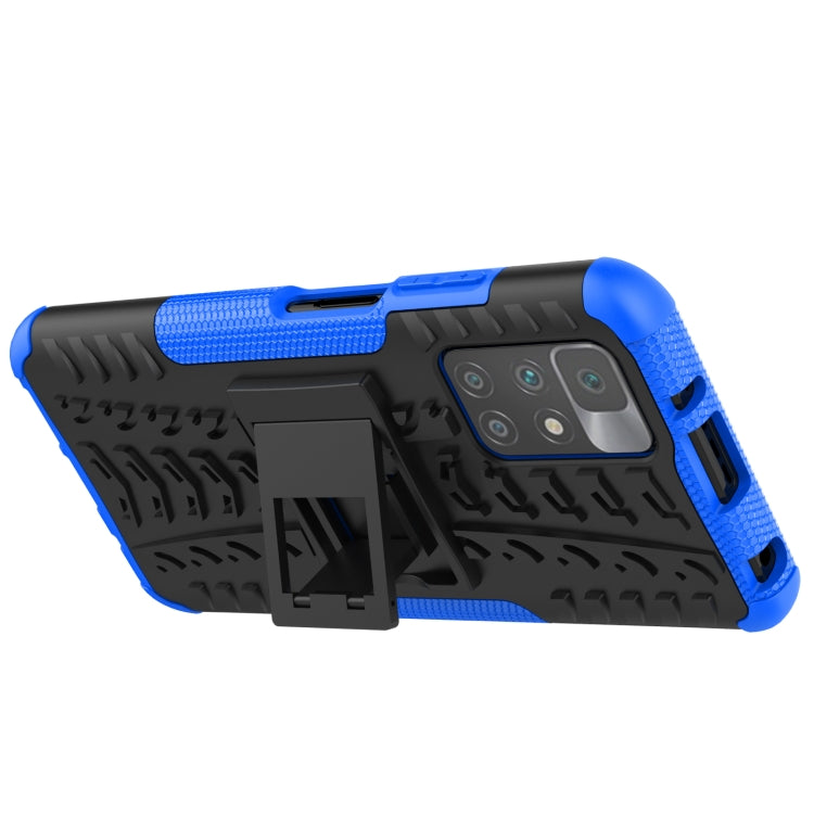 Blue shockproof protective case with rugged tire texture and camera cutout