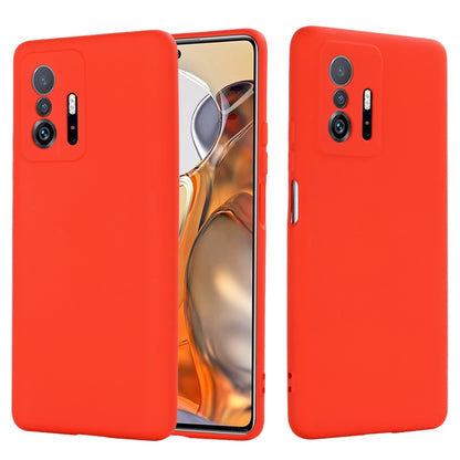 Red liquid silicone full-coverage phone case with camera and side cutouts