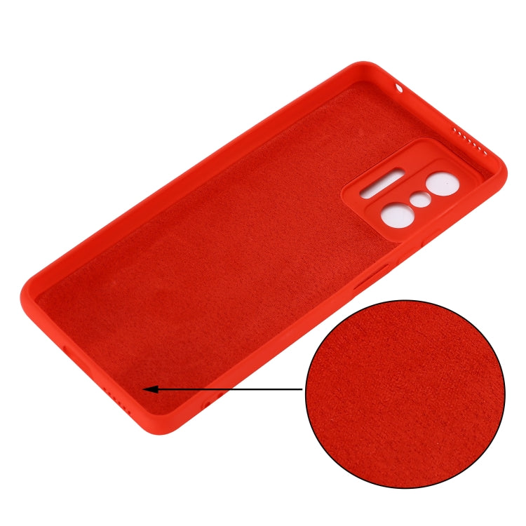 Red liquid silicone phone case shell with camera cutout and side openings