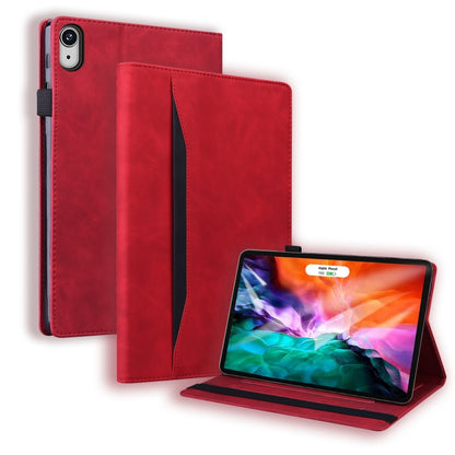 Red shockproof leather folio tablet case with kickstand and front cover.
