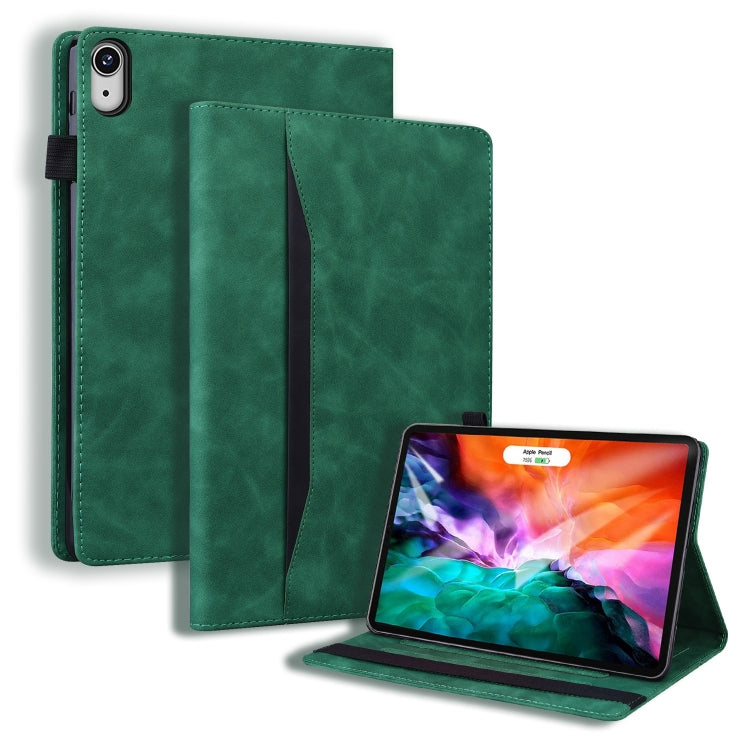Green shockproof leather folio tablet case with kickstand and protective front cover.