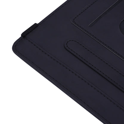 Embossed leather folio case edge with stitching and holder flap details