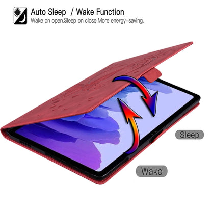 Red leather flip case with butterfly pattern and sleep/wake cover flap