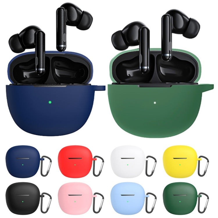 Silicone earphone cases in multiple colors with metal carabiner hooks