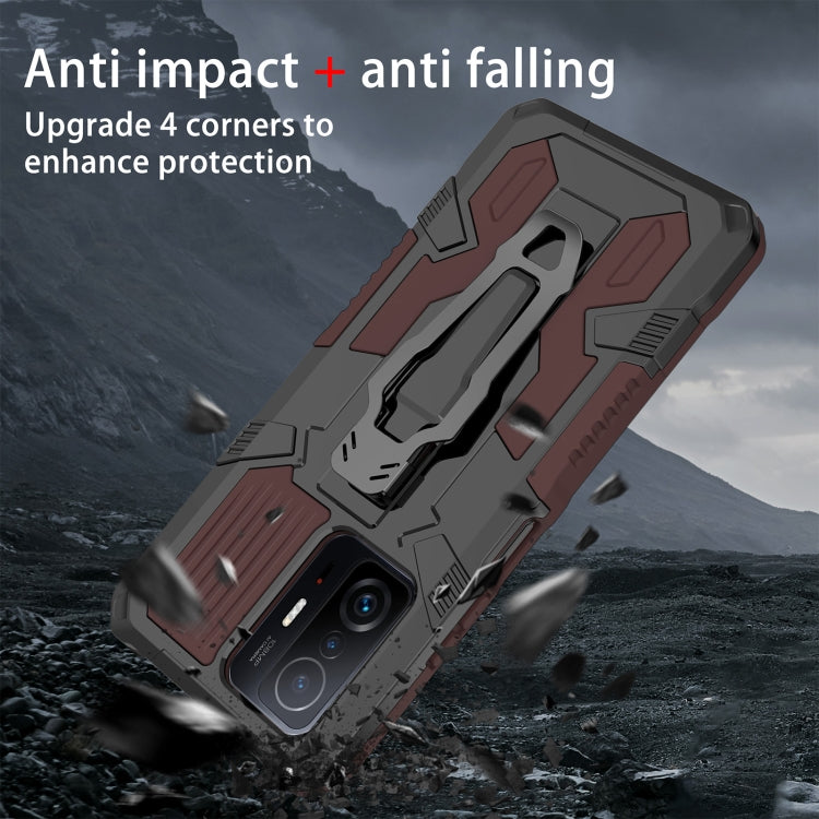 Rugged shockproof phone case with reinforced corners, dark gray and brown