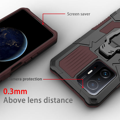 Rugged shockproof phone case with screen-saver edges and camera protection, brown