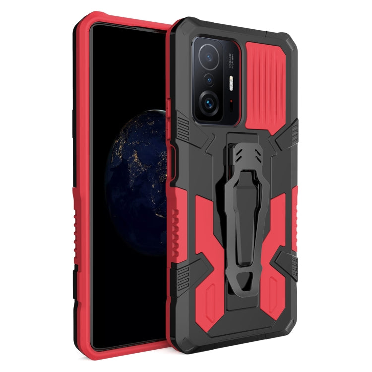 Rugged shockproof phone case with reinforced frame, red and dark gray
