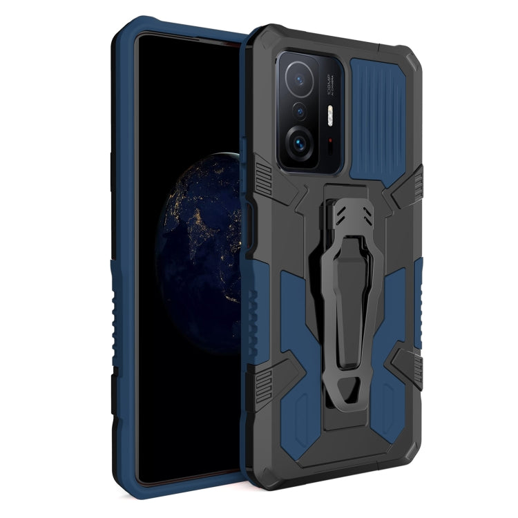 Shockproof armor protective phone case with rugged TPU + PC design, blue/gray