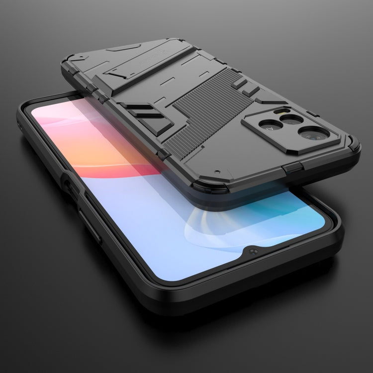 Black rugged 2-in-1 phone case with kickstand, shockproof TPU cover