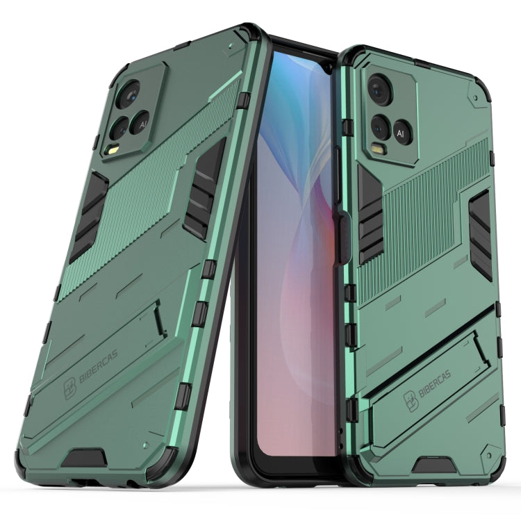 Green rugged 2-in-1 phone case with kickstand, shockproof TPU cover