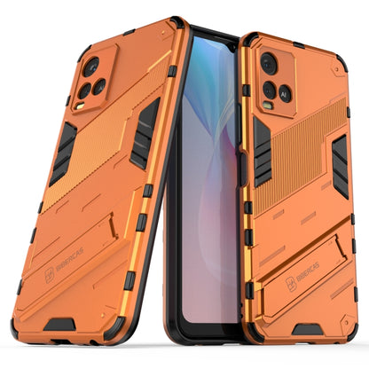 Orange rugged 2-in-1 phone case with kickstand, shockproof TPU cover