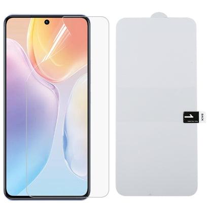 Full coverage hydrogel screen protector film applied to smartphone front screen.