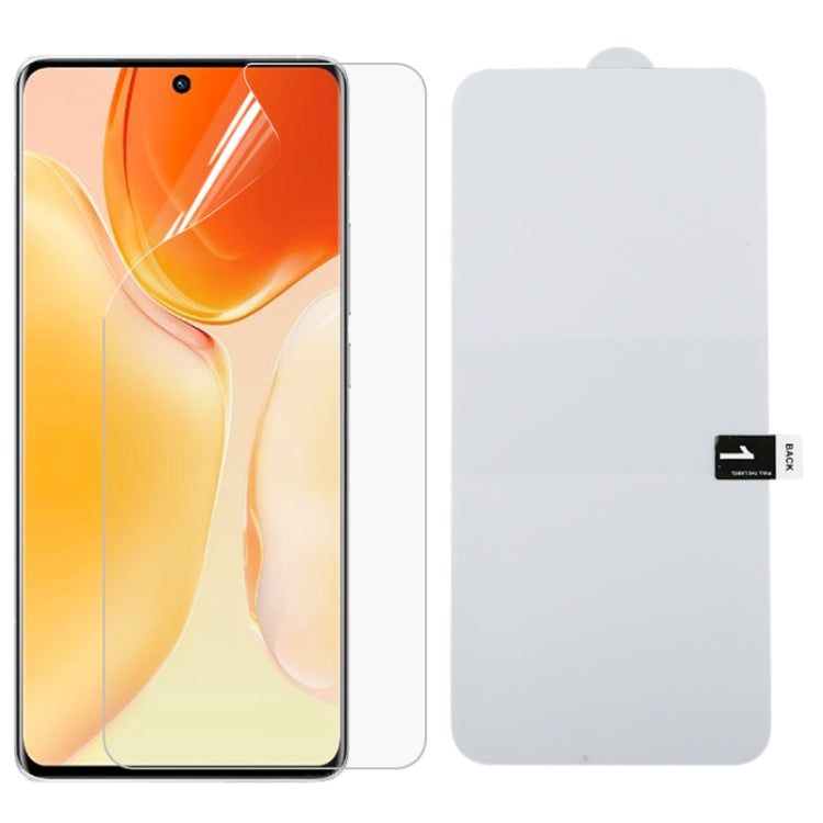 Full coverage hydrogel screen protector film for smartphone, applied to front screen.