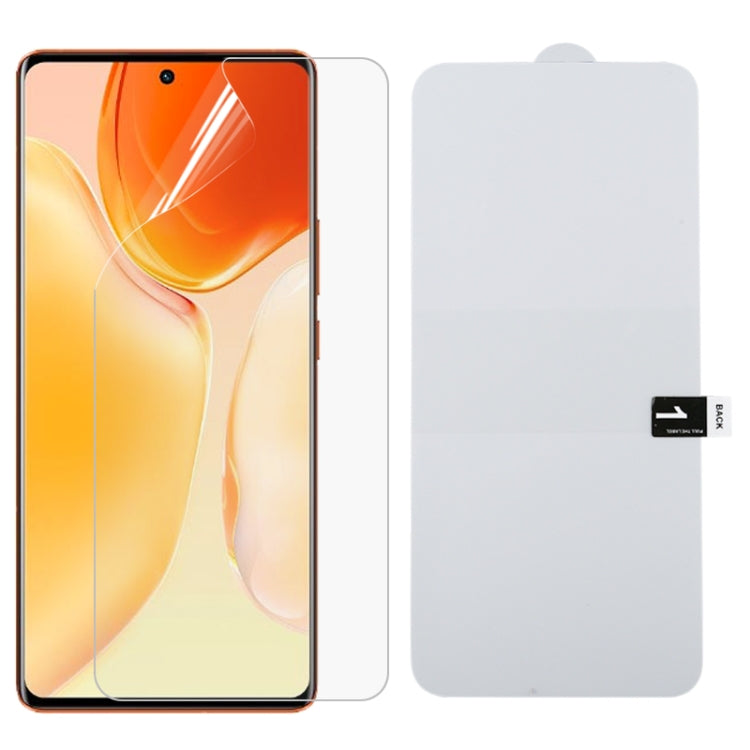 Full coverage hydrogel screen protector film set for smartphone screen and edges.