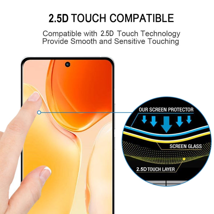 Curved edge tempered glass screen protector with 2.5D touch layer detail on phone