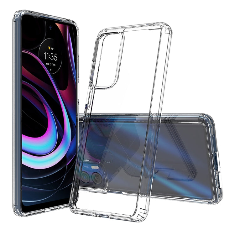 Transparent protective phone case with raised edges and camera cutouts for Motorola Edge
