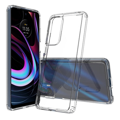 Transparent protective phone case with raised edges and camera cutouts for Motorola Edge
