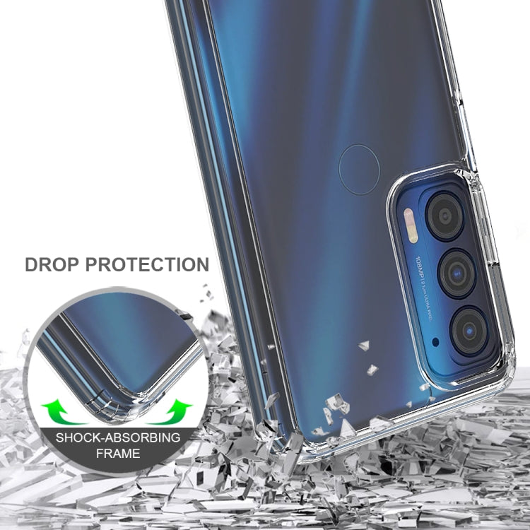 Shockproof clear phone case with raised rim and camera protection, drop-resistant design