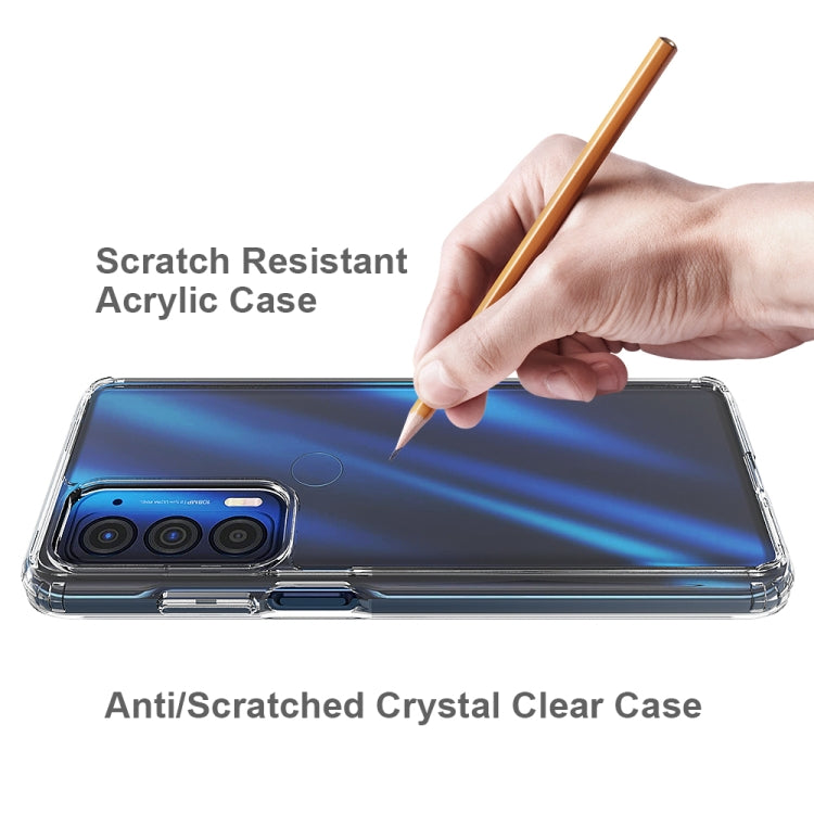 Scratch-resistant clear acrylic phone case with anti-scratch look and camera cutouts