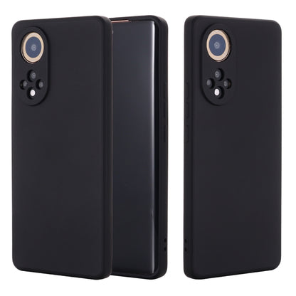 Black liquid silicone phone case for Huawei Nova 9, back and side-edge protection view